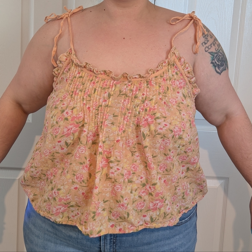 Floral Peach Sleeveless Top